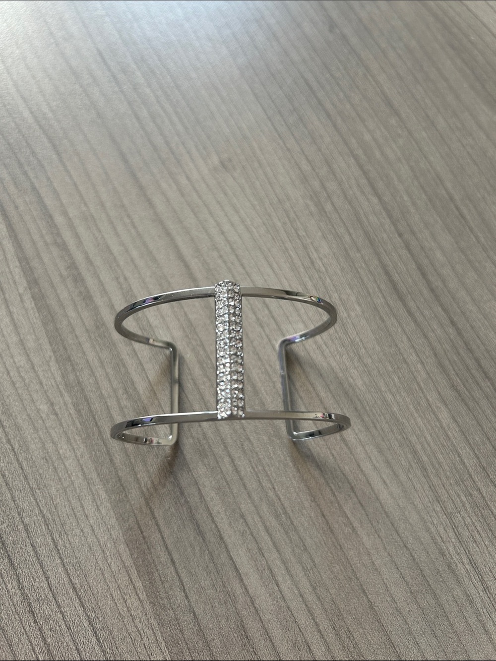 henri bendel Silver Crystal Bar Cuff Bracelet